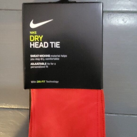 Nike Unisex red DRY Dri-Fit sweat wicking adjustable Head Tie Headband - Red - Picture 6 of 11